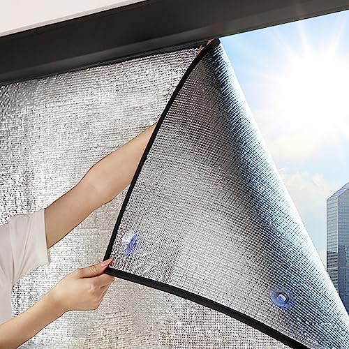 Geovne Doppelte Aluminisierte Isolierfolie Dämmfolie,Thermo-Fensterfolie,UV-Schutz Sonnenschutzfolie,Wärmeschutzfolie,Isolierungsfolie,für Zuhause und Büro,Kein Kleber (50x120cm/20 x47)