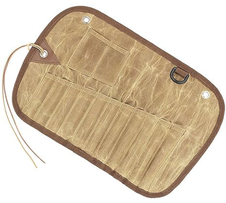 DECHOUS Tragbare Geschirrtasche Canvas Camping Organisator Zum Aufhängen Picknick Bestecktasche Faltbar Und Verschleißfest