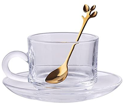 Kaffeetassen aus Glas mit Goldrand, Tassen für Liebhaberpaar, hitzebeständiges Teetassen-Set aus Glas, fortschrittliche Tasse für den Nachmittagstee