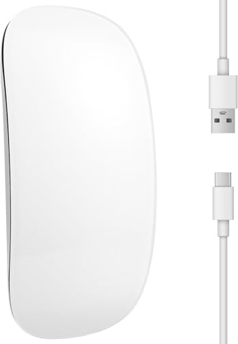Turodeuo Bluetooth Wireless Magic Mouse Silent Rechargeable Computer Mouse Slim Ergonomic PC Mice for (White)