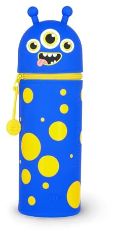 Legami - Kawaii 2-in-1 Schulmäppchen aus weichem Silikon, Tischstifthalter, Reißverschluss, Buntstifte, Marker, H 18,5 cm