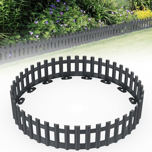 Yznahre Gartenzaun Zaun Zierzaun Kunststoff 5,16m Rasenkante, Lattenzaun, Garten Steckzaun zur Beetumrandung (Anthrazit)