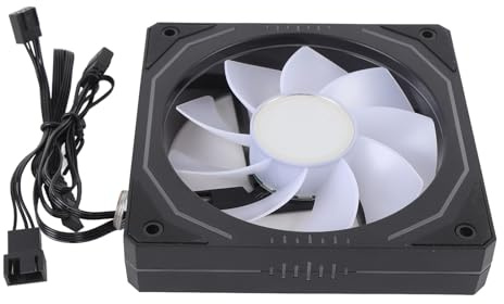 ASHATA ARGB PC Lüfter 120mm, LED Leuchtkühler Lüfter, 9 Flügel Design, PWM Regelung 800-1800 U/min, 4-Pin + 3-Pin Anschluss, Vibrationsdämpfer (Rückwärtsklingen)