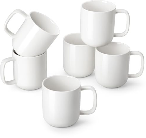 vancasso Porcelain Coffee Mugs Set, 16 oz Ceramic Coffee Cups for Americano Hot Tea Iced Coffee Cold Brew Cocoa Milk Mugs Set of 6, Dishwasher & Microwave Safe, White