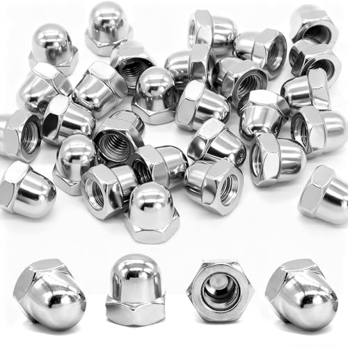 Piuluvor® 30 Stück Hutmuttern M10 Edelstahl, M10 Hutmutter Sechskant DIN 1587, Silber Hohe Form Kappenmuttern für Schrauben Gewindestangen Gewindebolzen