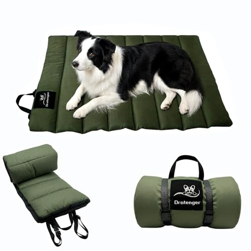 Dratenger Hundedecke 110 x 68cm Waschbares, Hundematte Komfort und Weiches Wasserdichtes Hundebett, Hundekissen für Reise Camping Outdoor (Grün)