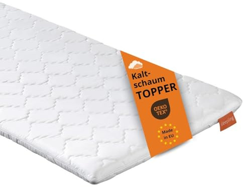 sleepling 193963 surmatelas Ferme en Mousse Froide | Fabriqué en UE | Oekotex 100 | Housse Amovible et Lavable | 180 x 200 x 6 cm, Blanc