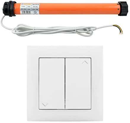 3T-MOTORS Rolladenmotor mit Wippschalter, Rollladenantriebs-Set Rohrmotor und Schalter, Rolladenantrieb 3T45-20 + Jalousieschalter, Rollladenmotor 20 Nm SW60 für 60 mm achtkant Welle