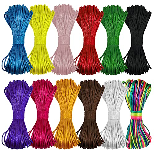 Ewparts Nylonschnur für Armbänder 1,5mm Armband für Perlen Nylon Faden Seidenschnur 12 Bündel 20M/Farbe Bastelschnur Schnur für Armbänder,Handwerk,Makramee,Perlenschnur,Satinkordel Bänder