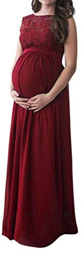 ShangSRS Vestido Largo de Encaje de Mujer Embarazada, de Maternidad Apoyos de fotografía Ropa Larga Maternidad y de Lactancia