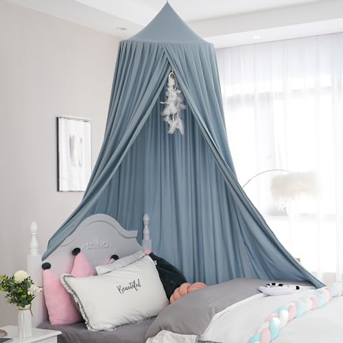 HggTjj Princess Bed Canopy for Girls, Extra Large Hanging Canopy for Bed, Dreamy Play Tent for Girls Room Bedroom Decoration, Breathable Canopy Bed Curtain for Children Reading Nook - Pale Blue