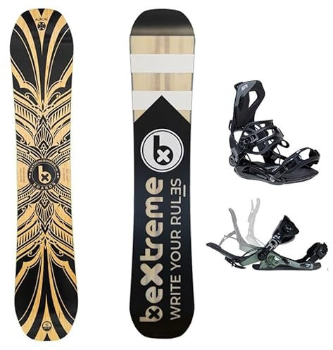 Bextreme Snowboard Freestyle Aurum mit SP Private-Bindung. Snow Wide für Damen und Herren, aus Bambus, Buche und Pappel. Bindung SP 39-42 EU, 152 cm