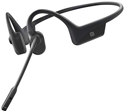 AFTERSHOKZ OpenComm Casque stéréo sans Fil avec Microphone à Perche antibruit Bluetooth 5.0 à Conduction osseuse Noir