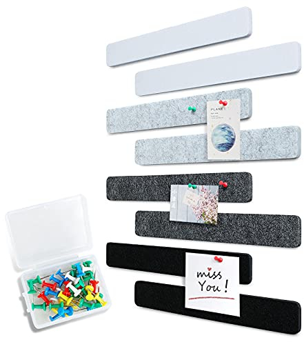Uoisaiko Filz Pinnwand Selbstklebend mit 40 Pinnnadeln, 8 Stück Pinnwand Bar Streifen Filzboard Memotafeln Fotos Filzplatte Bulletin Board Wanddekoration für Büro Küche