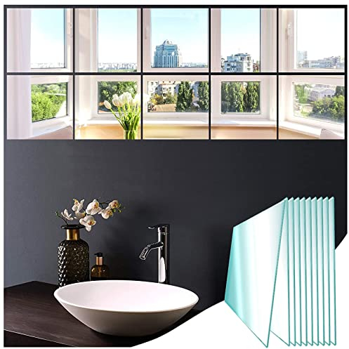 JMITHA Wandspiegel Selbstklebend 15 * 15cm, 10 Stück HD Glas Spigel Wanddeko Spiegelfliesen Selbstklebend Klebespiegel für Die Wand Spiegel Wandaufkleber Kleine Spiegel Mirror Sticker