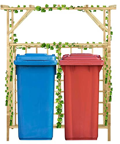 Kiefernholz Imprägniert Pergola für 2 Mülltonnen Verrottungsfest Gartenpergola Holz-Pergola Rankhilfe Spalier Garten Spalier für Terrasse Garten Hinterhof Kletterpflanzen 140 x 80 x 168 cm