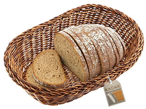 Cesto intrecciato di Kadax, cestino del pane fatto di polipropilene, cestino di frutta, cestino alimentare in 3 diversi colori, cestino per la colazione, (marrone, ovale)