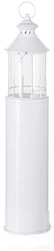 KHG Laterne Leuchtturm 72 cm Metall/Glas in weiß, vielseitig einsetzbar | Kerzenständer, Kerzenhalter, Outdoor und Indoor, Deko, Glaseinsatz, für Wohnzimmer, Balkon, Terrasse, Garten usw.