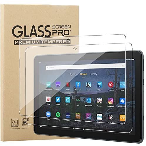 Schutzfolie für Fire HD 10/10 Plus/10 Kids/10 Kids Pro 10.1 Zoll, KUSINHOKA 2Stück 9H Anti-Kratzen Gehärtetem Schutzglas Hülle Freundllich Anti-Öl Anti-Bläschen Hohe Empfindlichkeit Displayschutzfolie