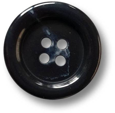 Knopfparadies - 15er Set günstige Vierloch Kunststoff Knöpfe/tief dunkelblau mit mittelblauer Ader/universell einsetzbar (Ø: 20mm)