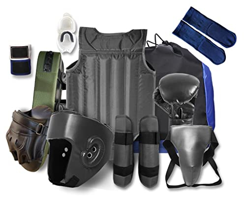 Kopf, KöRper Und Fuß Schutz GeräT Set Kampfkunst Beschützer Ausrüstungen, Sparring Gear Set,Kickboxing11pcs Set, Mit Tasche, Für Mann Und Frau (Size : Black)