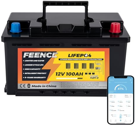 H188 LiFePO4 Bluetooth 100Ah 12V Batterie mit BMS, 15000 Zyklen Deep Cycle Lithiumbatterie, Ersatz AGM Gelbatterie für Wohnmobile (unter dem Sitz), Campervans, Boote, Elektromotoren und Solaranlagen