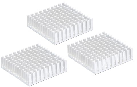 QUARKZMAN 3pz 40x40x11mm Dissipatore Alluminio Radiatore Calore Bianco | Affondare Raffreddamento, con Adesivo Fisso, per Chip CPU Transistor Potenza FET IC Amplificatore Potenza