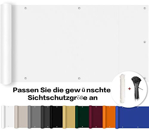 ROBAG Balkonverkleidung 95x1500cm, Balkon Verkleidung, 220 g/m², mit Ösen, Nylon Kabelbinder und Kordel für Gartenzaun Balkonzaun - Weiß