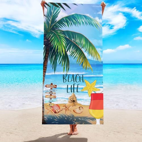 okoikfc 3D Strandtuch 100x200 cm Meerblick Badetuch Groß Meerblick Microfaser Handtücher Weich Schnell Trocknen Strandhandtuch Herren Frauen Badetücher, Strandtücher Strandlaken Handtuch A1286