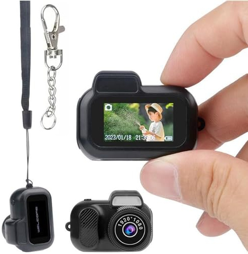 Mini Camera Keychain, Camera, World's Smallest HD Camera, Portable Keychain Camera, Retro Pixel Photo/Video Camera for Indoor Home Outdoor (64G)