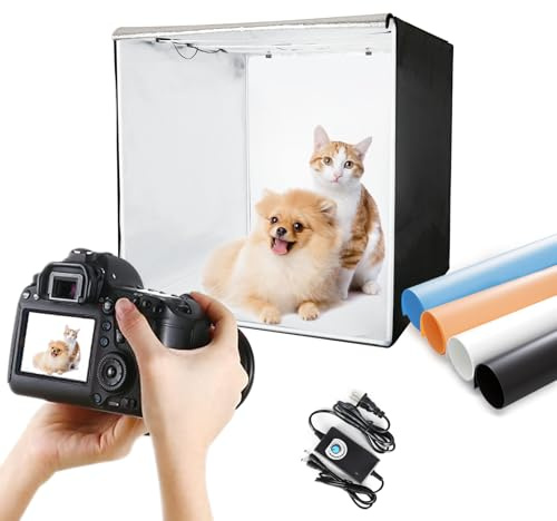 LTRINGYS Photo Studio Light Box 24x24, Dimmable Photographic Lighting Tents Shooting Tent Kit with 198 LED Lights and 4 Color Backdrops for Product Photography