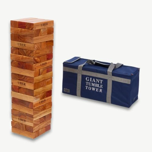 DOCTOR SPORT Hartholz Wackelturm XXL bis 250cm, bis 160cm, 100 Indien Öko | Stapelturmspiel : das härteste Holz auf dem Markt, Jumbo