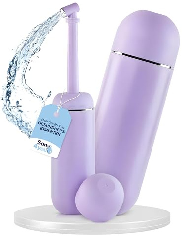 Sany4You | Die moderne Po-Dusche perfekt für unterwegs und zu Hause mit Travel Bag | 380ml | Tragbares Reise Bidet | Wochenbett-Pflege | Portable Bidet (Lila)