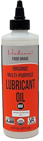 Verdana Food Grade Lubricant Oil – Organic, Kosher, NSF H1, Non-GMO – Petroleum-Free Light Machine Oil for Meat Slicers, Grinders, and Food Contact Equipment – Rust & Corrosion Inhibitor – 8 Fl Oz