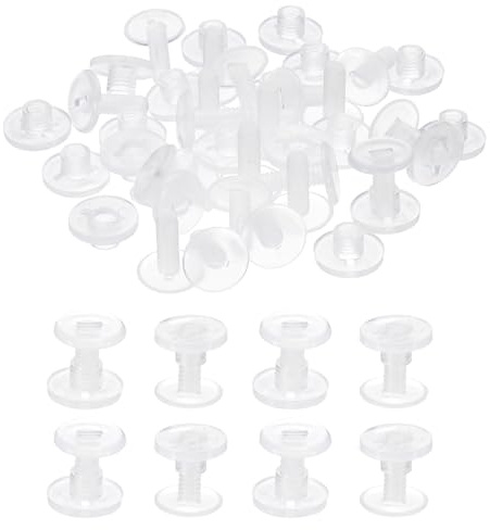 PATIKIL 15mm Chicago Screws, 20 Sets Plastic Chicago Screw Binding Post Screw Rivets Post for Leather Belt Scrapbook Photo Albums, Clear