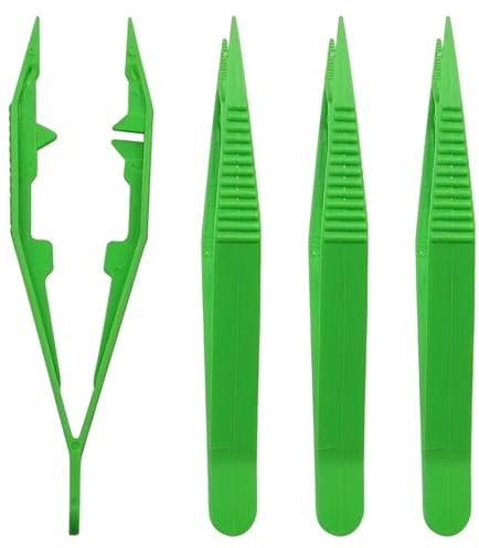 XUKZIMA 4 Pcs Plastic Tweezers for Feeding Reptiles,10cm Plastic Feeding Reptile Tongs Feeding Tweezers Reptile for Snakes Lizard Tortoise Gecko Kids Tweezers for Beads Children Handmade DIY Crafts