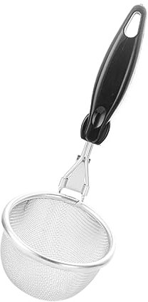 Cabilock 1 Pc valla de polvo cuchara espumadera olla de pasta herramienta de comida guisada cedazo Colador de pasta cuchara de fideos de acero inoxidable colador de guisos páginas Black