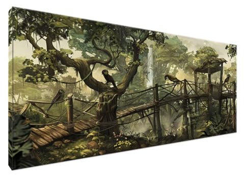 Malen Nach Zahlen Wald, Malen Nach Zahlen Erwachsene BrüCke DIY Handgemalt Ölgemälde Leinwand Kit für Anfänger Ohne Rahmen 70x140cm Mit 3-Pinseln und Acrylfarbe für Deko Wohnzimmer, Geschenke Y2-1