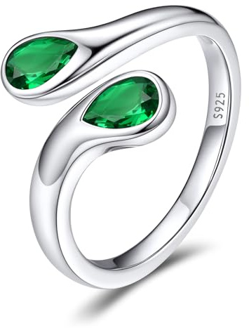 Bestyle Ringe Sterling Silber 925 Damen Verstellbare mit Geburtsstein | Silber/Gold Offen Damenring Verlobungsring Promise Ringe Anti Stress Ring Geburtstags Geschenk für Frauen