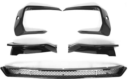 Front Spoiler Lippe Für VW T6.1 Für Transporter 2019 2020 2021 Kühlergrill Vorne Niere 5 Teile/satz Glanz Schwarz Stil Front Splitter Lip(Without Hole)