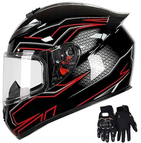 Motorradhelm Integralhelm Rollerhelm Fullface Helm, Sturzhelm DOT für Damen Herren Erwachsene(#EE,M(54-56CM))