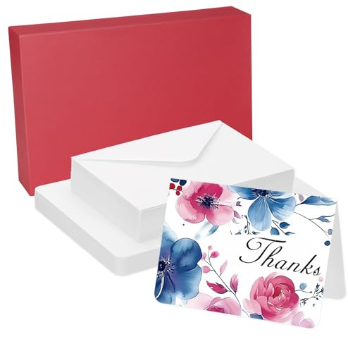 PATIKIL 25 Sets Cartes Aquarelle naturele Coton 140lb/300 GSM Cartes Postales Coins Arrondis Avec Enveloppes Pour Art Peinture Notes De Remerciement, Format Pliable 5x7 Inch(Rouge)
