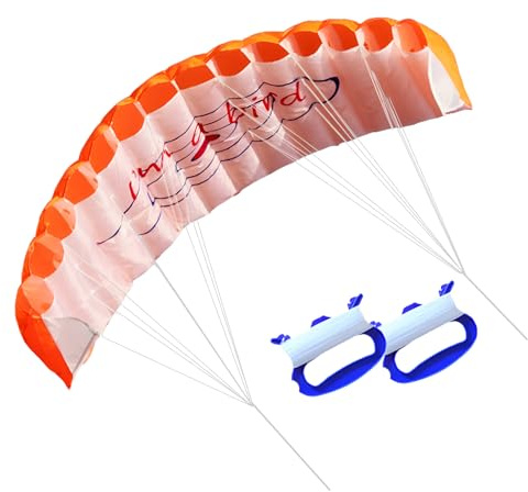 Aquilone acrobatico a doppia linea per adulti, professionale con linea durevole e paracadute da allenamento, aquilone per surf, sport all'aria aperta, accessori da spiaggia (arancione)