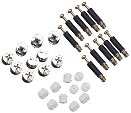 Alipis 24juegos Conjunto De Conectores Para Muebles Tornillos Cam Lock y Pasadores De Expansión Plástico Para Ensamble Estable y Fácil Instalación Jardín y Hogar