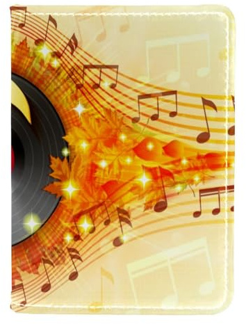 VAPOKF Étui portefeuille de voyage en cuir pour passeport et disques vinyles Motif feuilles mortes 11,5 x 16,5 cm, multicolore, 11.5x16.5cm/4.5x6.5 in, Vintage