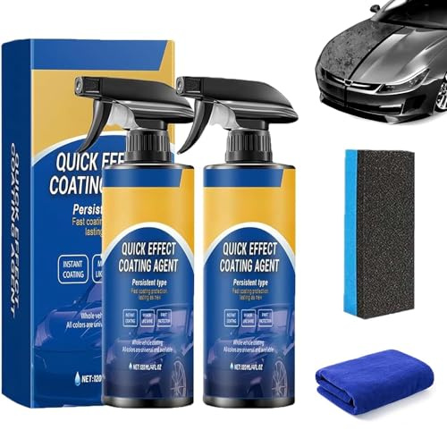 Vibbang 2Pcs Car Coating Spray, Quick Effect Coating Agent for Cars, Advanced Quick Ceramic Coat-ing Spray, Car Scratch Wax Polish Wash, Multi-Functional Renewal Agent for All Cars