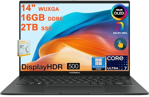 ASUS Zenbook 14 OLED Laptop | 14 pollici WUXGA Lumina OLED Touch (100% DCI-P3, 500nits HDR) | Intel 16-core Ultra 7 255H (fino a 13 top) | 16 GB DDR5 2TB SSD | Impronte digitali retroilluminate