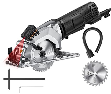 CSDASW Sierra Circular eléctrica con guía de Corte por láser 4.8 Amp 4-1/2 Pulgadas 3500 RPM Sierras Circulares de Mano for Cortes de Azulejos de Madera y plástico