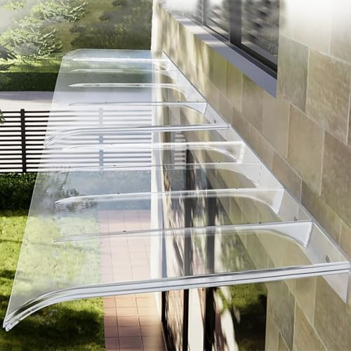 Arc Entrance Canopy, Polycarbonate Door Awning, Self-Cleaning Transparent Cover, Outdoor Garden Shelter (L50xW40cm/L19.7xW15.7in)