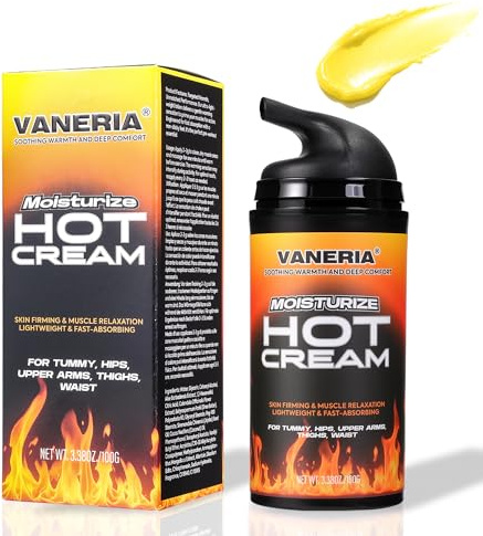 VANERIA Hot Cream 100g,Cellulite Tightening Cream,Skin Firming & Muscle Relaxation, for Tummy, Hips,Abdomen,Legs, Arms,Waist,Long Lasting & Moisturizing Pre and Post Workout Lotion100g/3.38oz